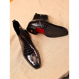 Men shoes Crocodile Leather Chelsea Boots Flat Casual Business Men's Genuine Leather Dress Shoes Men