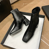 Women shoes single boots autumn and winter new thick heel women's square toe short tube