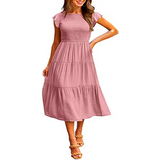 Sundress sleeveless ruffle women casual plaid print