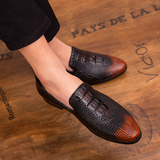 Men shoes pointed casual small leather shoes crocodile pattern men's shoes mens leather shoes
