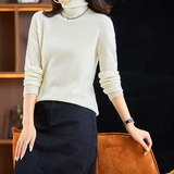 Women pullover t-shirt wool cashmere seamless bottoming high-quality high-neck slim-fitting bottoming shirt long-sleeved knitted sweater