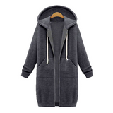 Women hooded long-sleeved winter sweater women's jacket in a long thick shirt