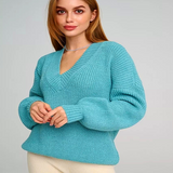 Women's Casual V-Neck Loose Knit Sweater