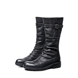 Men shoes Martin boots men's high-top long barrel thick bottom side zipper British retro middle-top leather shoes men's motorcycle boots