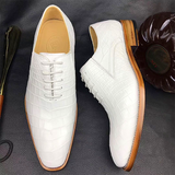Men shoes men crocodile leather shoes male wedding shoes white shoes leather sole shoes luce up