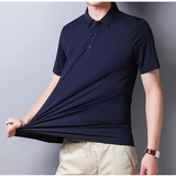 Men's Mulberry Silk Polo Shirt — Short Sleeve, Ice Wire Business Casual