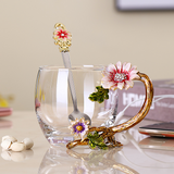 Flower Crystal Glass Mug — Elegant Floral Glassware