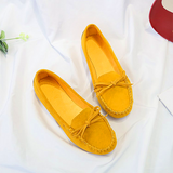 Women's Suede Bow Flat Beanie Shoes — Slip-On