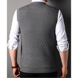 Men vest knit vest men's round neck sleeveless sweater solid color jacqué vest
