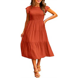 Sundress sleeveless ruffle women casual plaid print