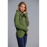 Women warm wool OL commuter high-neck long-sleeved large size loose cardigan sweater women