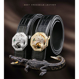 Men belt true crocodile leather men belt Stainless steel Plate buckles male belt Smooth buckle men crocodile belt