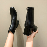 Women shoes single boots autumn and winter new thick heel women's square toe short tube