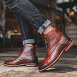 Men boots vintage polished motorcycle boots high top cowhide Chelsea boots men