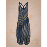 Abstract harem pants Printed women Loose Casual Suspender Jumpsuit