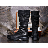 Men shoes Martin boots men's high-top long barrel thick bottom side zipper British retro middle-top leather shoes men's motorcycle boots