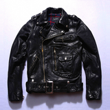 Men leather jacket motorcycle riding motorcycle clothing lapel oblique zipper belt leather jacket jacket