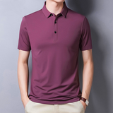 Men's Mulberry Silk Polo Shirt — Short Sleeve, Ice Wire Business Casual