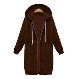 Women hooded long-sleeved winter sweater women's jacket in a long thick shirt