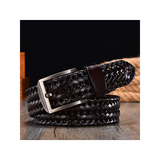 Men belt Hand Woven Belt Men Retro Pure Leather 4cm Wide Casual Needle Buckle