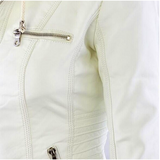 Women's Hooded Zip PU Leather Jacket