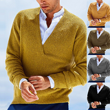 New Fall Vintage Men's Sweater Pullover Long Sleeves Fashion V-Neck Men's Knitwear