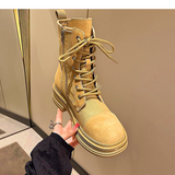 Women shoes British style thick bottom heightened Martin boots women's autumn, summer and winter thin mid-tube short boots