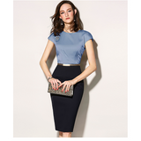 Women dress slim body wrap hip professional workwear OL short sleeve dress