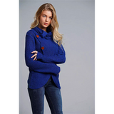 Women warm wool OL commuter high-neck long-sleeved large size loose cardigan sweater women