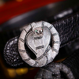 Men's Ultra-Luxury Real Crocodile Leather Belt — Snake Buckle