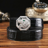 Men belt true crocodile leather men belt Stainless steel Plate buckles male belt Smooth buckle men crocodile belt