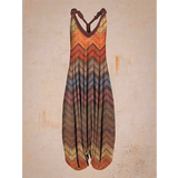 Abstract harem pants Printed women Loose Casual Suspender Jumpsuit