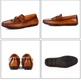 Men's Handmade Cowhide Leather Pea Shoes — Casual Loafers