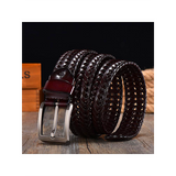 Men belt Hand Woven Belt Men Retro Pure Leather 4cm Wide Casual Needle Buckle