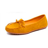 Women's Suede Bow Flat Beanie Shoes — Slip-On