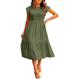 Sundress sleeveless ruffle women casual plaid print