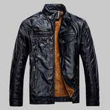 Men's Washed PU Leather Plush Coat — Loose Fit