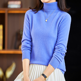 Women pullover t-shirt wool cashmere seamless bottoming high-quality high-neck slim-fitting bottoming shirt long-sleeved knitted sweater
