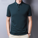 Men's Mulberry Silk Polo Shirt — Short Sleeve, Ice Wire Business Casual