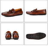 Men's Handmade Cowhide Leather Pea Shoes — Casual Loafers