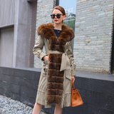 Fur women's winter new long detachable rex rabbit inner bile fur all-in-one fur coat