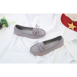 Women's Suede Bow Flat Beanie Shoes — Slip-On