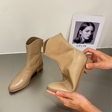 Women shoes pointed toe short boots women's autumn and winter thick heel back zipper