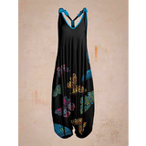 Abstract harem pants Printed women Loose Casual Suspender Jumpsuit