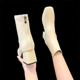Women shoes single boots autumn and winter new thick heel women's square toe short tube