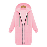 Women hooded long-sleeved winter sweater women's jacket in a long thick shirt