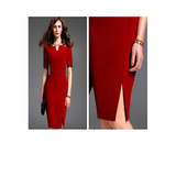 Women dress slim split professional work formal wear temperament elegant intellectual mid-sleeve dress woman