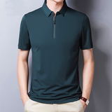 Men's Mulberry Silk Polo Shirt — Short Sleeve, Ice Wire Business Casual