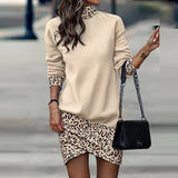 Women dress  New Long Sleeve High Collar Printed Dress
