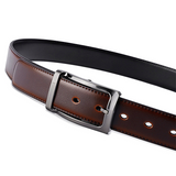 Men Genuine Leather Reversible Belt Rotated Buckle Two In One Big And Tall